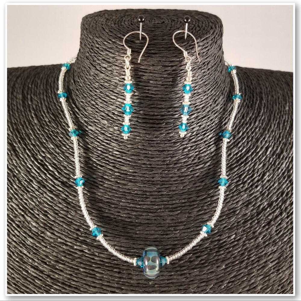 Lampwork Bead and Swarovski Crystal Set